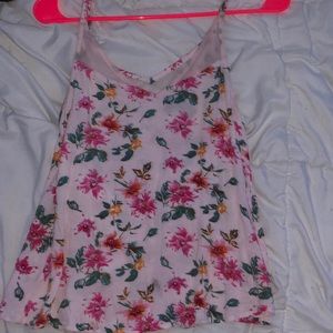 Light Pink Floral Tank Top (Aqua)
